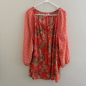Women’s Plus Size Spring Blouse 22/24 Pink Floral Balloon Sleeve Party Work